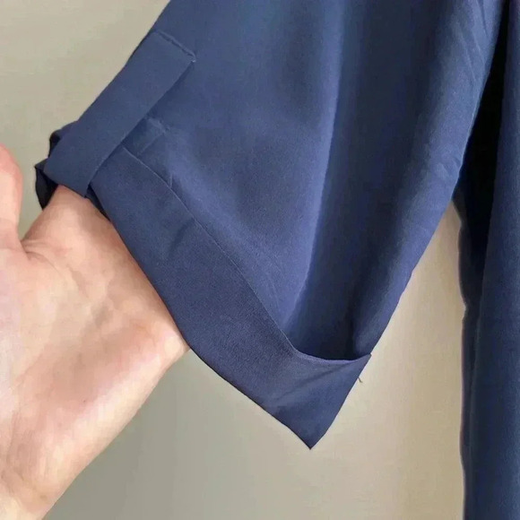 Rory Beca 100% Silk Camp Double Breast Pocket Button Down Shirt, Navy Blue - Picture 6 of 16